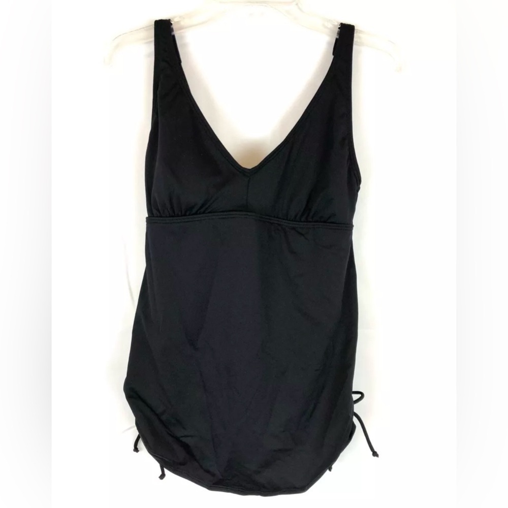 TYR Solid V Neck Sheath One Piece Swimsuit Black Size 12